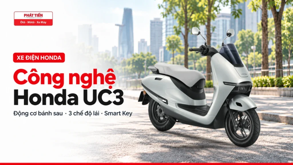 Xe máy điện Honda UC3 màu Trắng trên đường phố TP.HCM