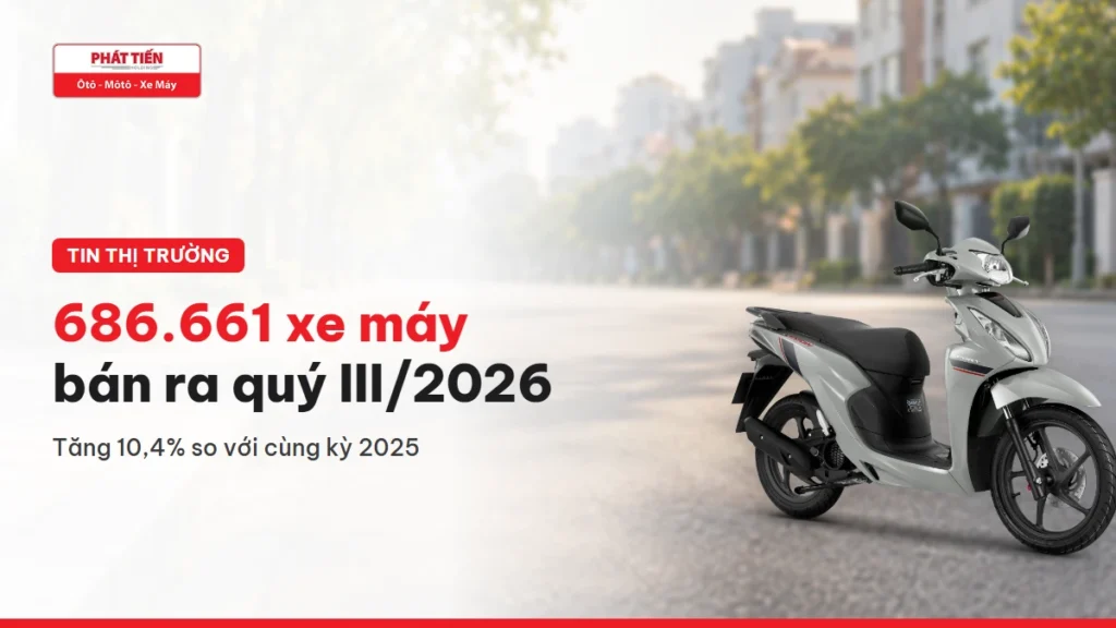 Honda Vision bản Thể thao màu Xám Đen trên đường phố, tin doanh số xe máy quý III/2026 đạt 686.661 xe