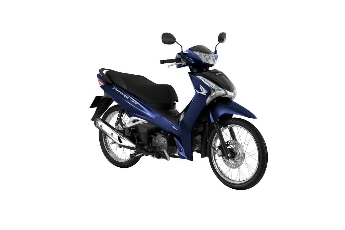 Xe Future 125 FI bản Tiêu chuẩn màu Xanh đen dùng bánh nan hoa, nhìn chéo phía trước