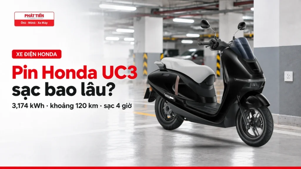 Xe máy điện Honda UC3 màu Đen đậu trong hầm gửi xe chung cư cạnh ổ điện