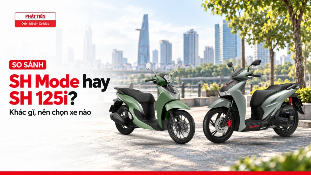 Honda SH Mode màu Xanh Đen và Honda SH màu Xám Đen Đỏ đứng quay vào nhau trên vỉa hè TP.HCM