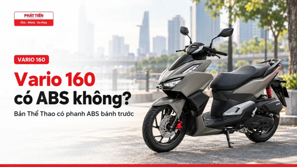 Honda Vario 160 bản Thể Thao màu Xám Đen Bạc trên đường phố, tiêu đề Vario 160 có ABS không