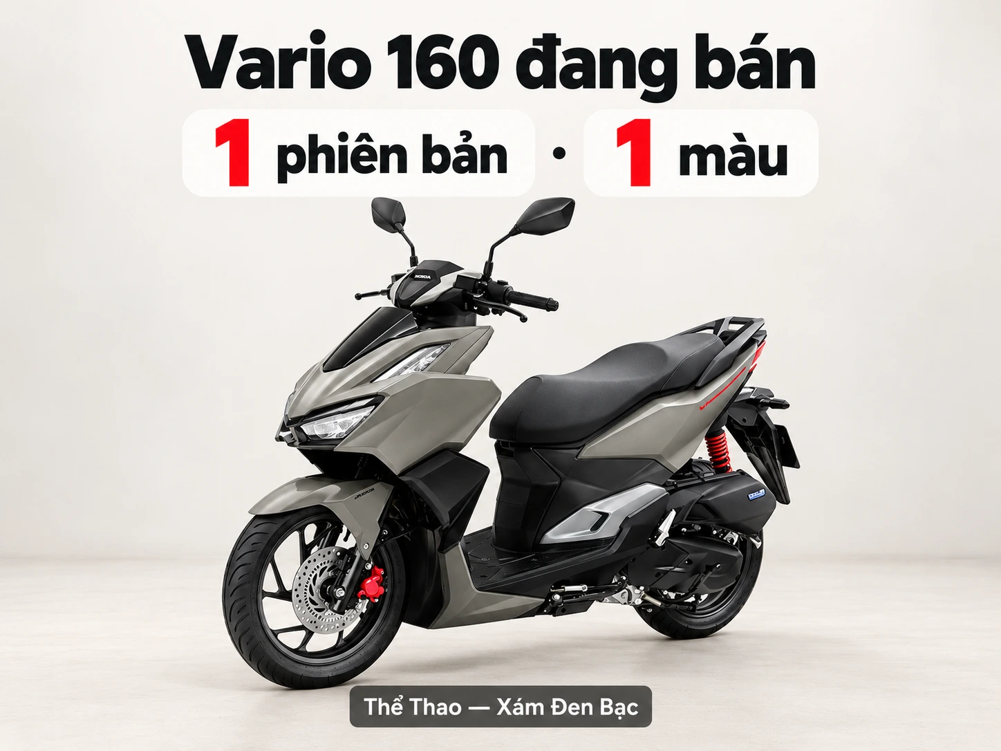 Honda Vario 160 bản Thể Thao màu Xám Đen Bạc, phiên bản và màu duy nhất đang bán