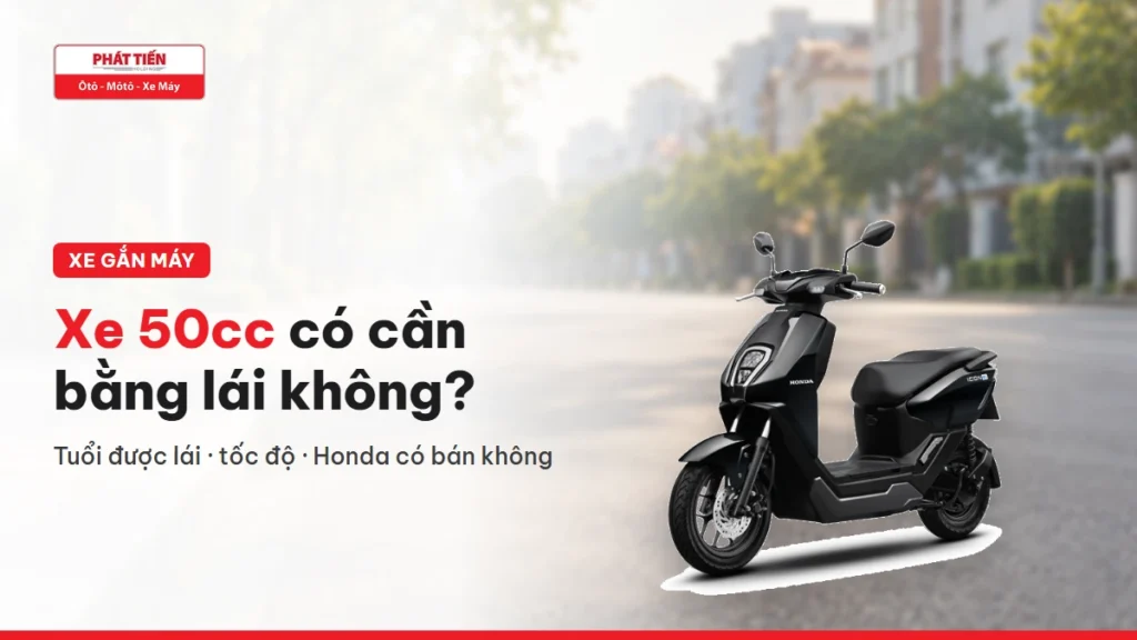 Xe máy điện Honda ICON e: màu đen trên đường phố cùng tiêu đề Xe 50cc có cần bằng lái không